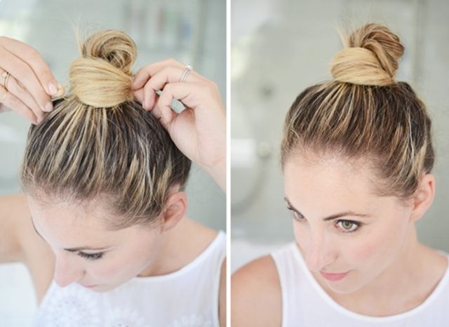 Top knot tutorials - create a regular bun or pull...